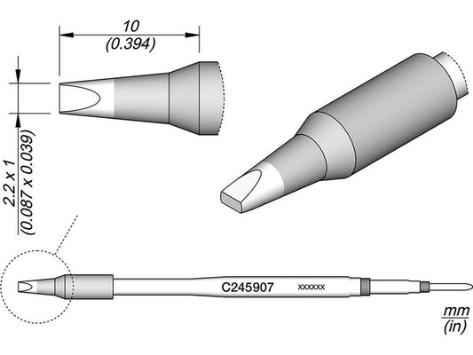 Chisel shaped soldering tip, 2,2 x 1 mm, C245907