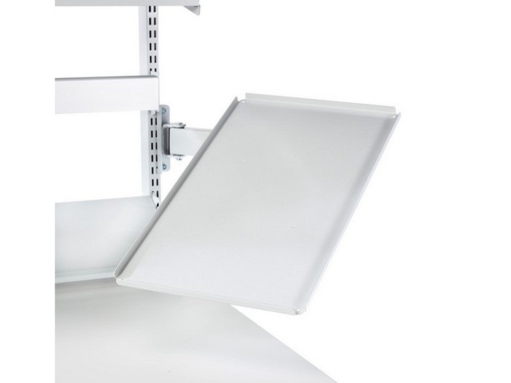Adjustable shelf on double arm.