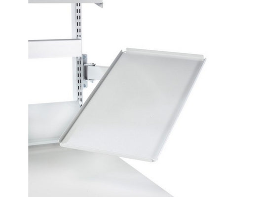 Adjustable shelf on double arm.