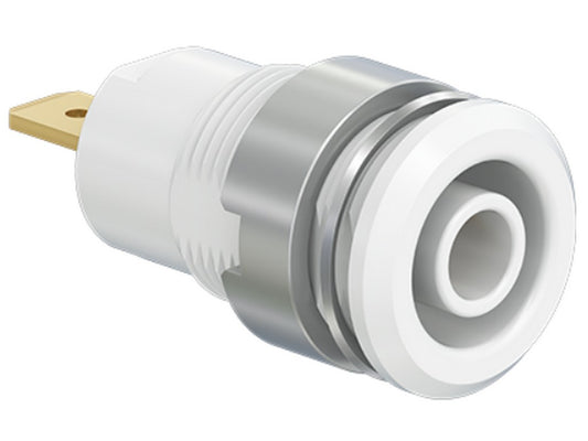 Socket SLB4-F gold plated White CAT III 1000V 24A w/flat connector 4.8x0.8