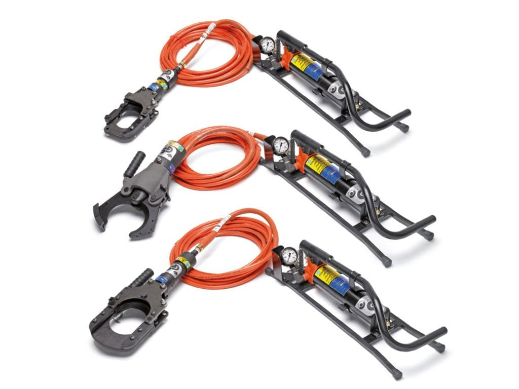 Safety cable shears max 60kV EN50340, max Ø85mm closed cutting head w/pump and insulated hose, in me