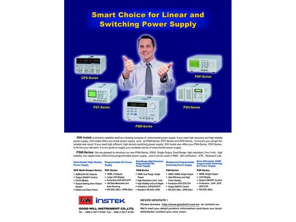 GW-Power supply DC 1-channel 0-40V/0-5A RS232C interface