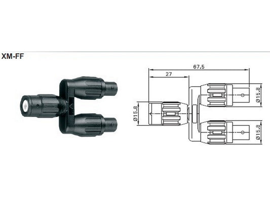 BNC fordeler XM-FF sort 600V CAT II / 300V CAT II - 1A
