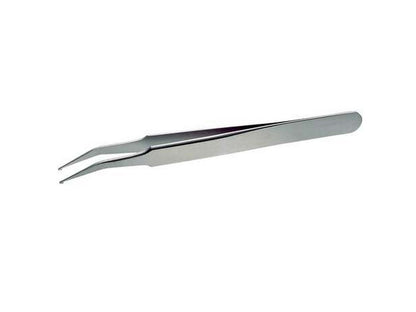 Lindström stainless steel SMD tweezers 120mm with 20° angled square tips for SOT placement