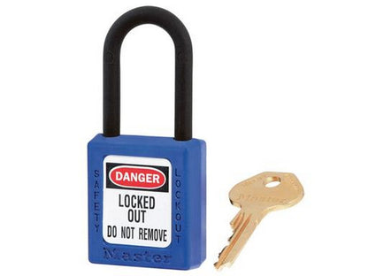 MasterLock Zenex Padlock in COMPOSITE BLUE Keyed different/key containing