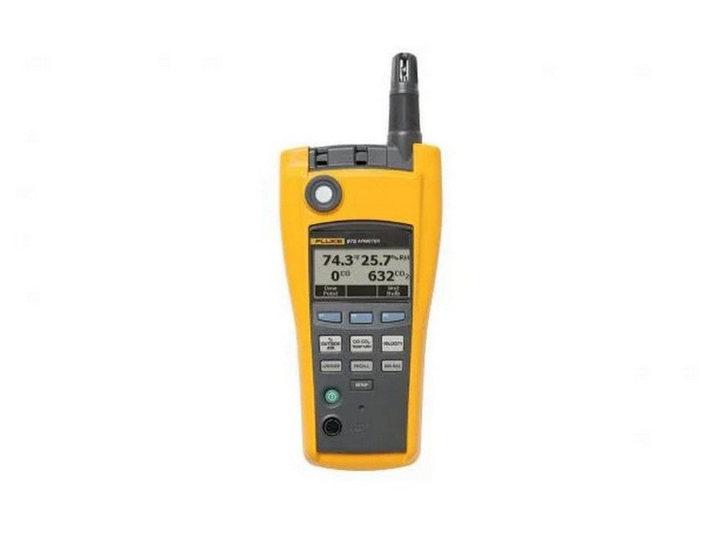 Fluke AirMeter DEMOMODEL i gul og sort på hvid baggrund