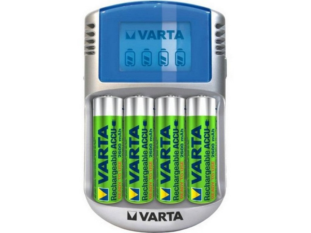 Varta LCD-lader inkl. 4xAA 2600 m/12V auto & USB-kabel
