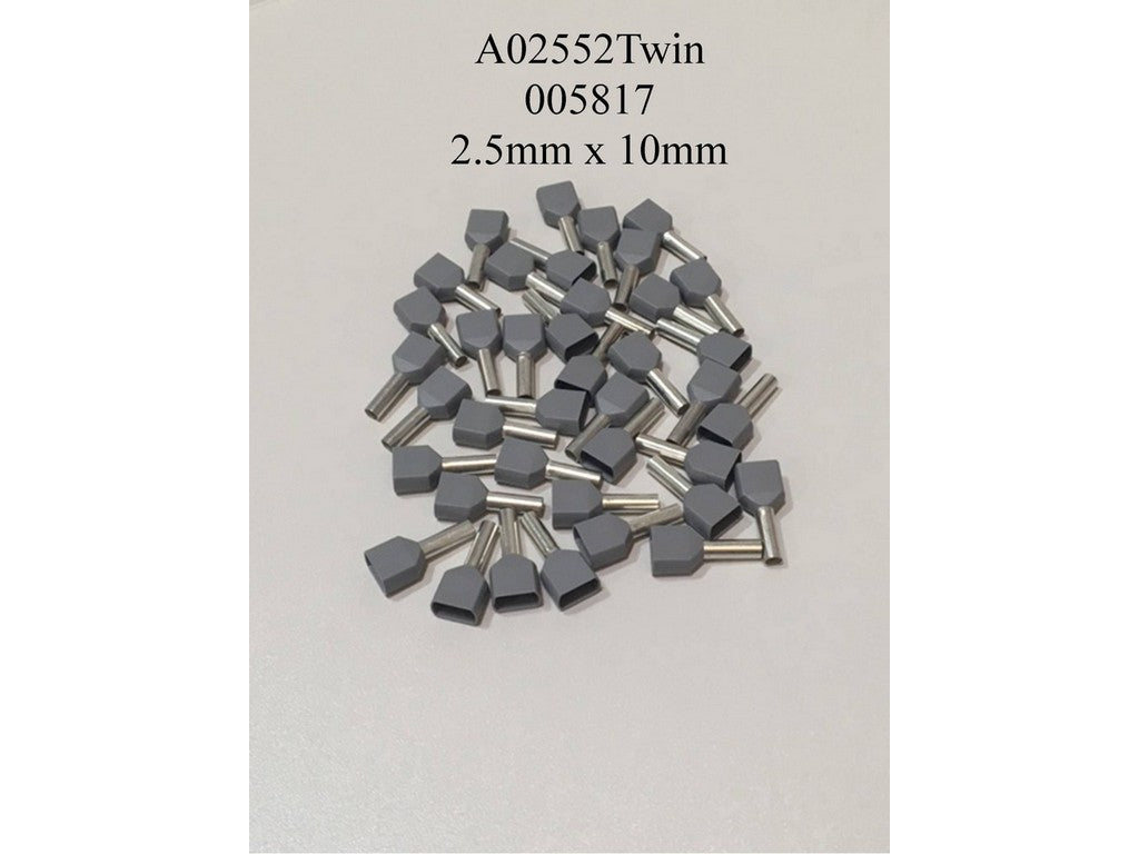 Terminalrør isol. dobbelt grå 2x2,5mm-L10mm pose m/250stk.