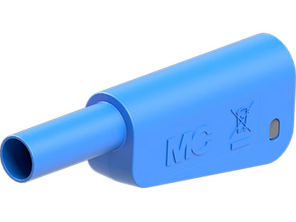 Banana plug Ø4mm SLQ-4N-46 blue 1000V CATII/600V CATIII 32A f/2.5mm2 wire for soldering