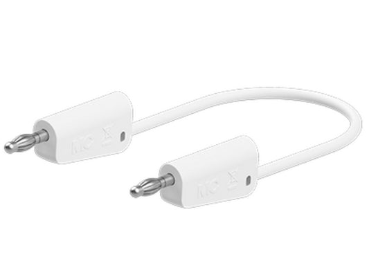 Test lead in PVC 1mm 100 cm White LK-4N-F10 19A 30V AC/60V DC nickel-plated plug