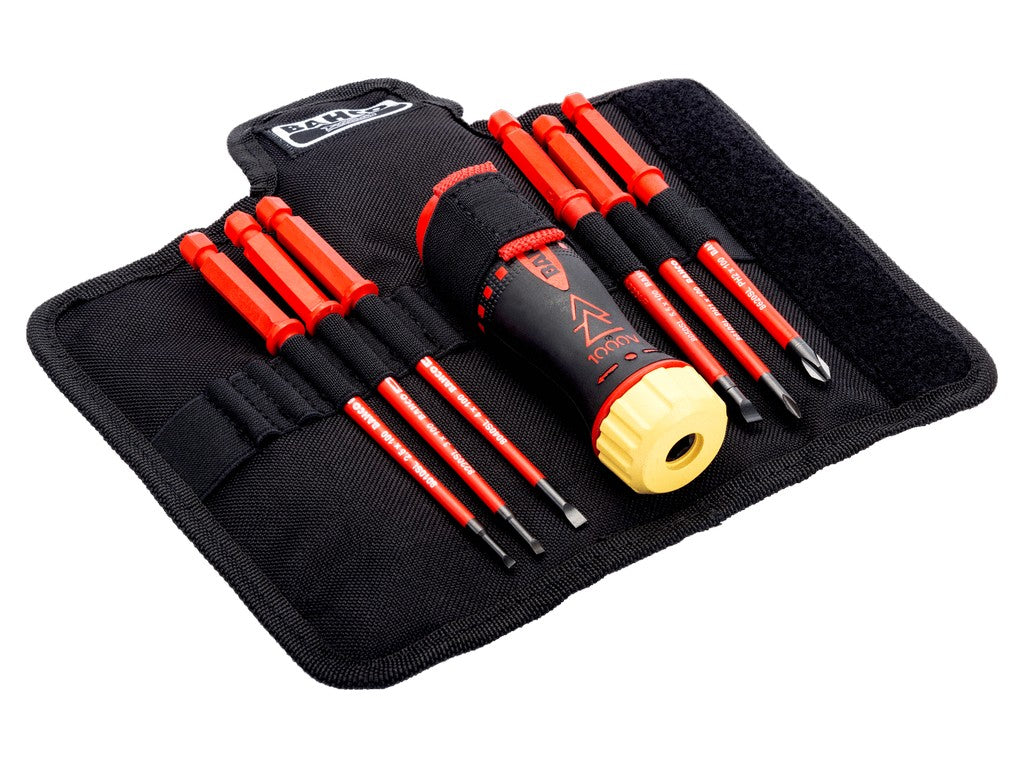1000V insulated flathead and Phillips screwdriver set, interchangeable blades in set - 6 pcs.
