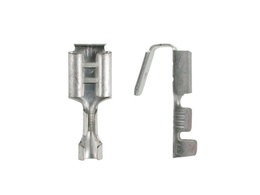 Fladstik fordeler 1 han/1 hun 6,3x0,8mm; 0,5-1,5mm² fortinnet