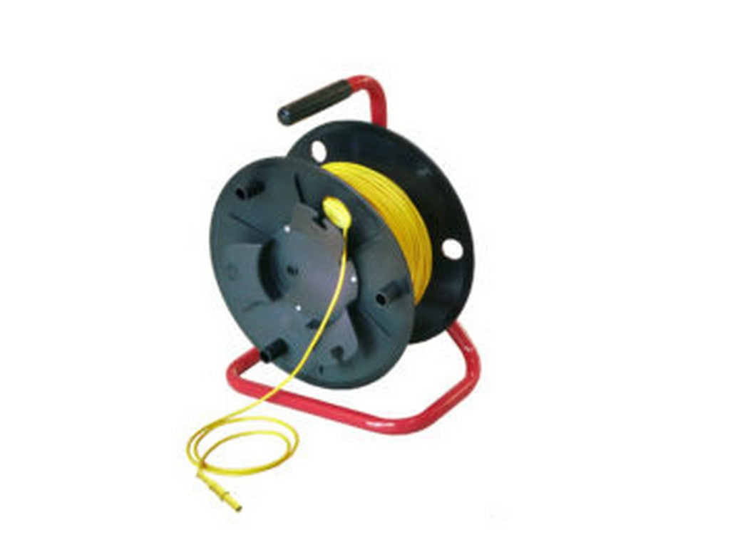 Kabeltrommel m/4mm stikkontakt og plugg 50m svart ledning 0,75mm2 CATIII 1000V 2-12A