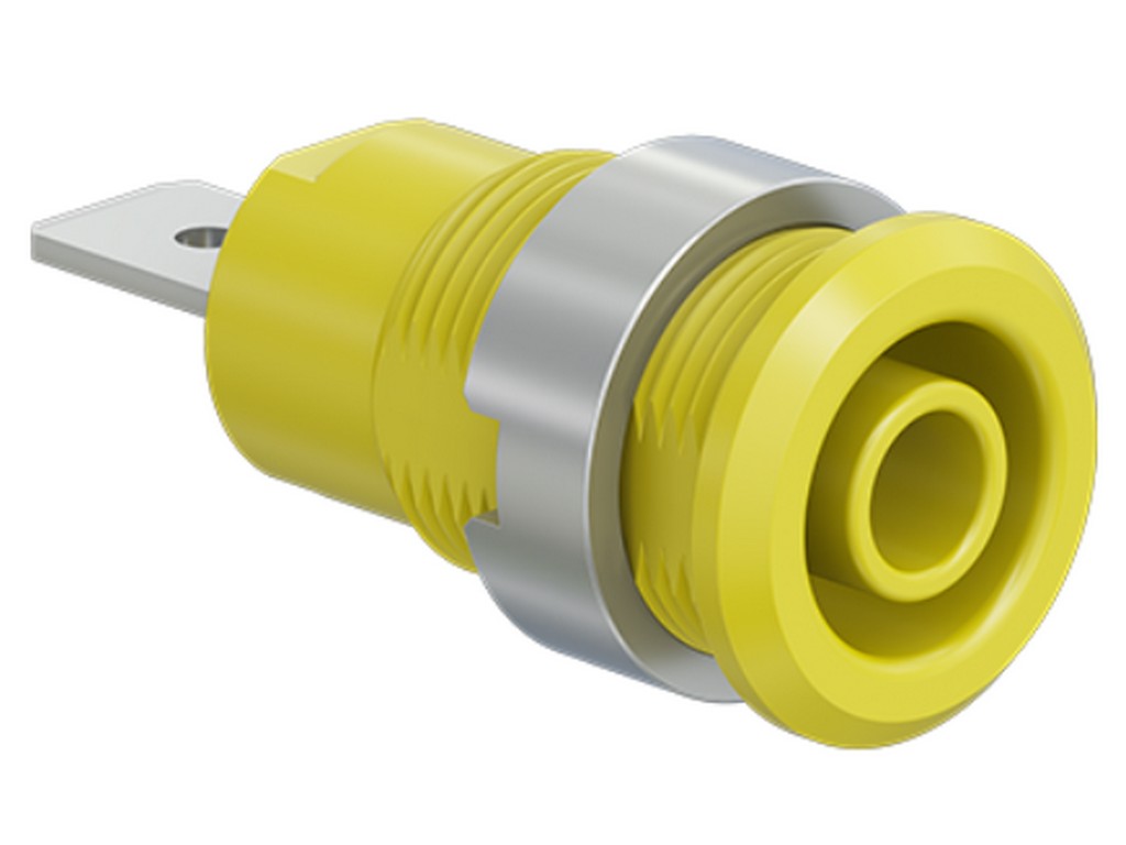 Stikkontakt SLB4-F6,3/NX gul nikkelbelagt CAT III 1000V/CAT IV 600V 32A
