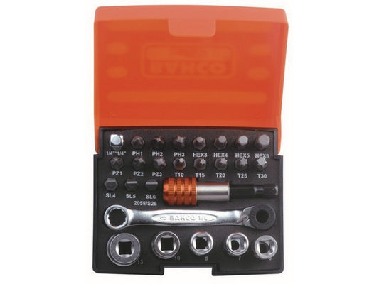Mini Socket Set m/ 26 deler 1/4 Dynamic Drive stikkontakter