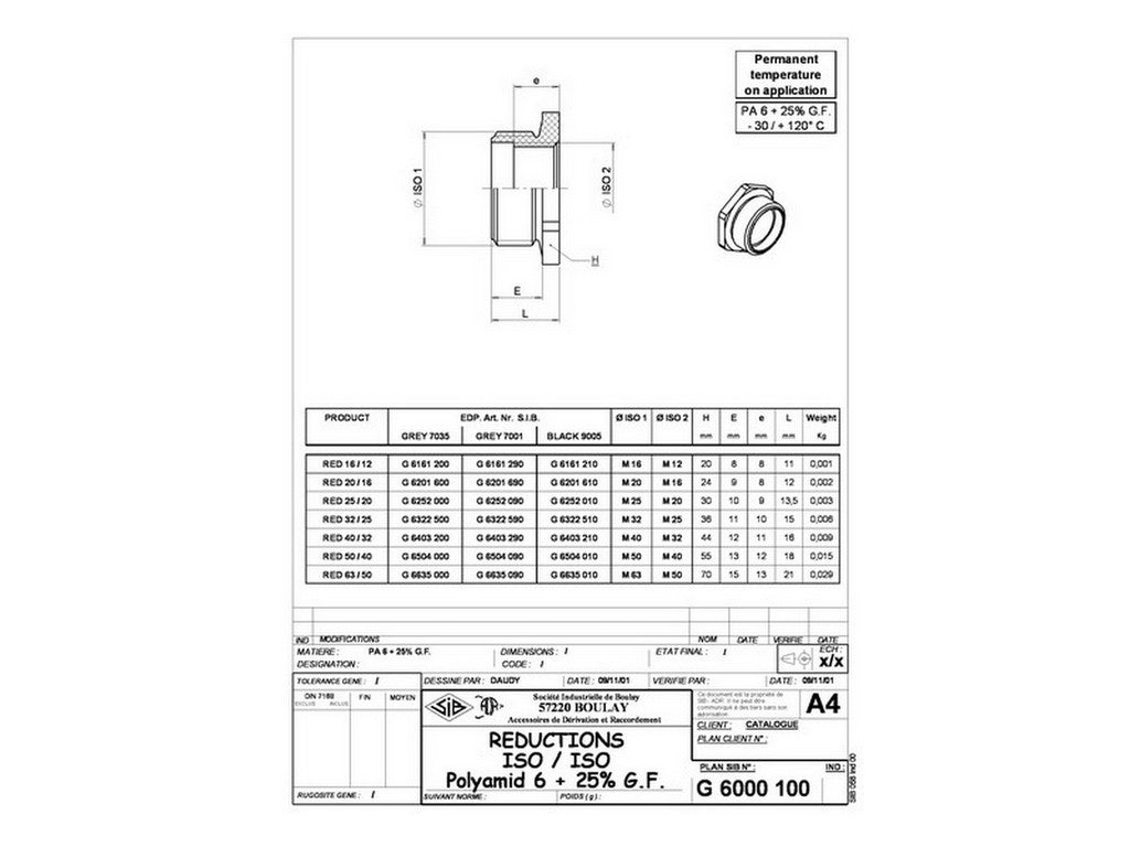 Reduktionsring polyamid sort M20-M16 (UL94 HB)