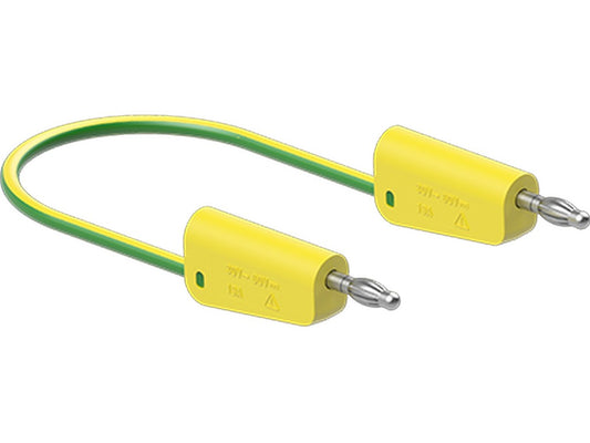 Test lead in PVC 1mm 100 cm Yellow/Green LK-4N-F10 19A 30V AC/60V DC nickel-plated plug