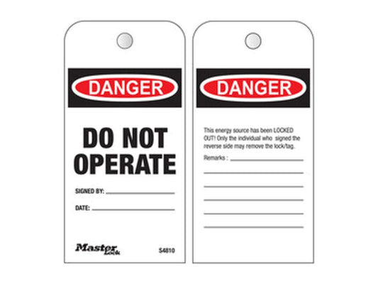 MasterLock Do Not Operate label box m/100stk  Engelsk