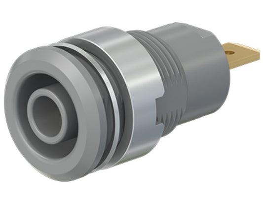 Socket SLB4-F gold-plated gray CAT III 1000V 24A w/flat connector 4.8x0.8