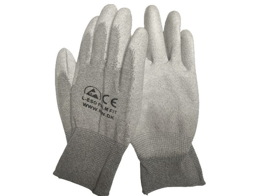 Handsker ESD Grå karbon PU-coated håndflade str. L