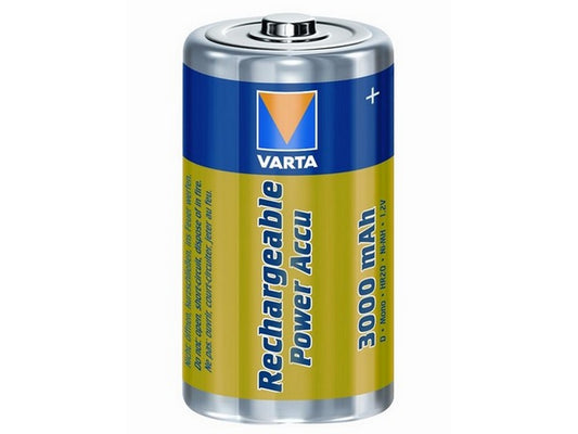Varta Ni-MH Accu D 1,2V 3000mAh ø34,2x61,5mm BL-2 HR20 - Klar til bruk