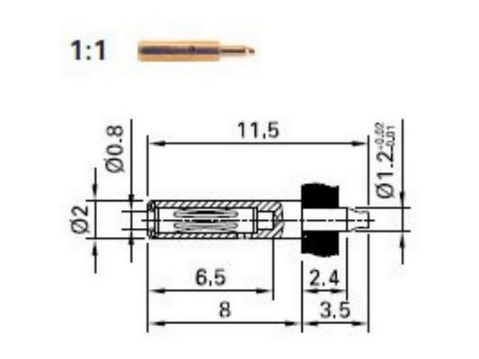 Miniline socket 0.8mm f/printmount B0.8