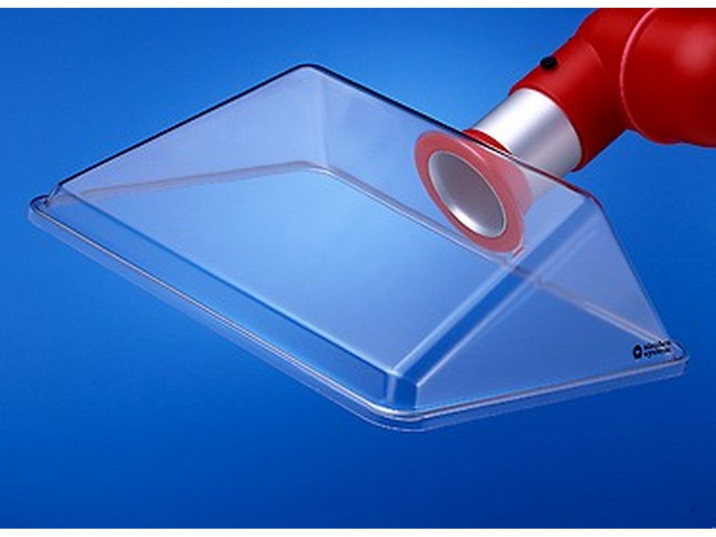 Suction screen square transparent 420 x 320 w/red flange