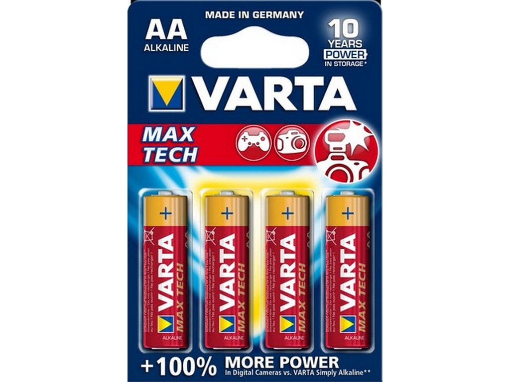 Varta battery Max-Tech AA 1.5V; Ø14.5x50.5mm BL-4 LR6 - Alkaline