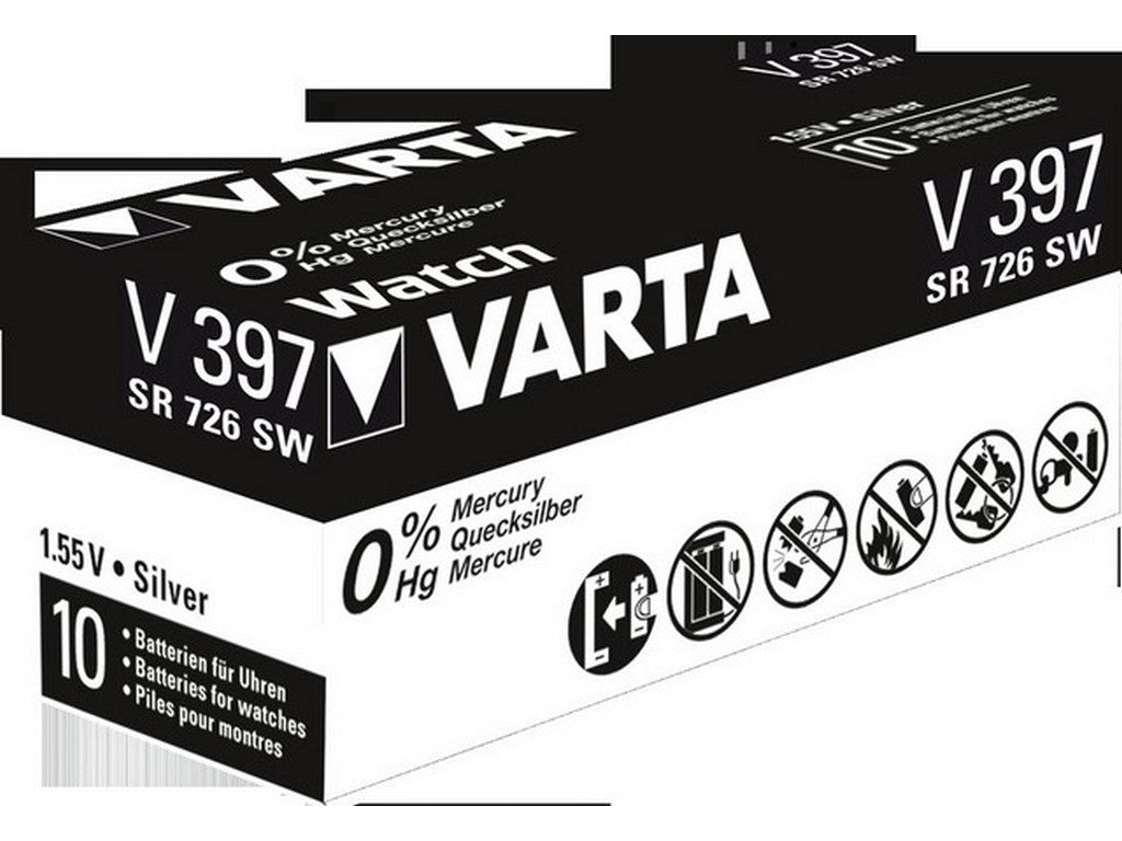 Varta batteri V397 sølvoksid 1,55V: 30mAh: Ø7,9x2,6mm SR59