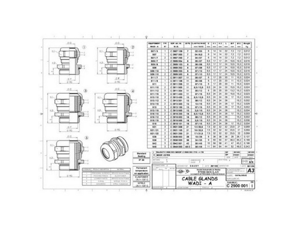 Kabelforskruning WADI messing PG11; Ø7-15mm IP68