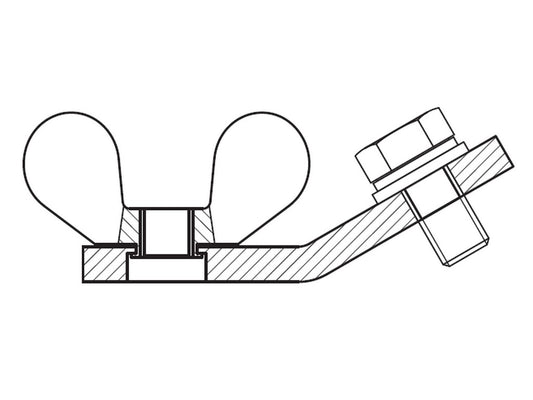 Connecting adaptor med vingemøtrik M16 til kortslutningskæder 23,7kA/1s eller 33,5kA/0,5s