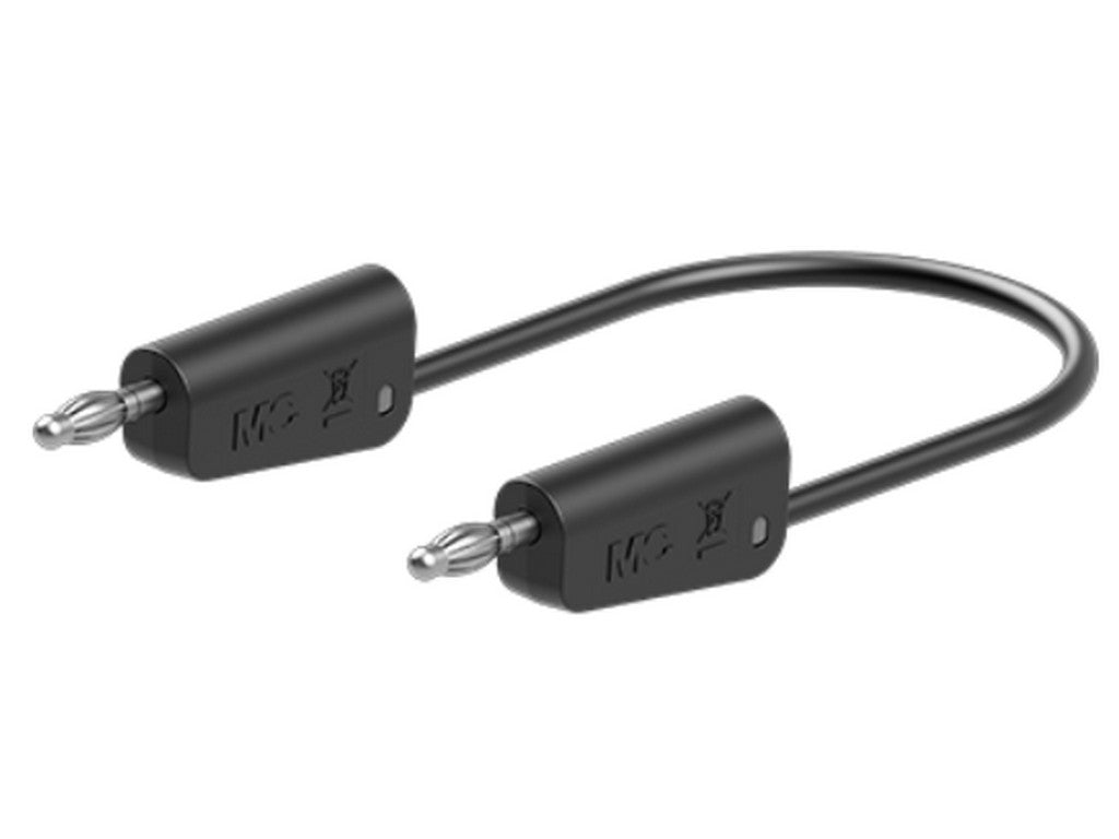 Prøveledning i PVC 1mm²  25 cm Sort LK-4N-F10 19A 30V AC/60V DC forniklet stik