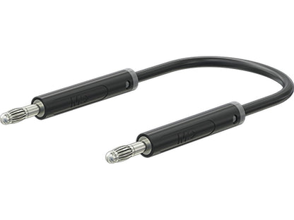 Testledning i PVC 1,0mm 50cm SVART AK-4N-F10 19A 30V AC/60V DC nikkelbelagt plugg