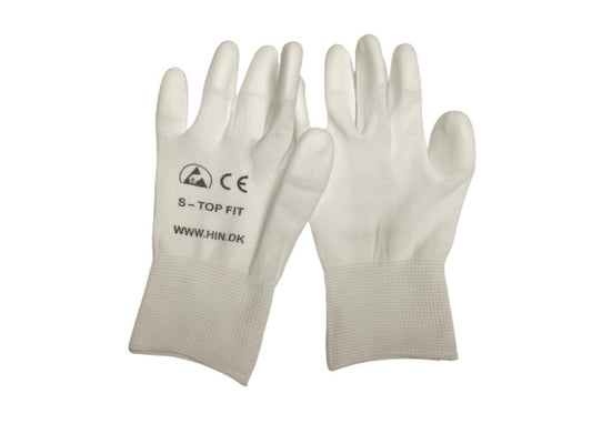 Handsker ESD Hvid nylon Non-coated str. S