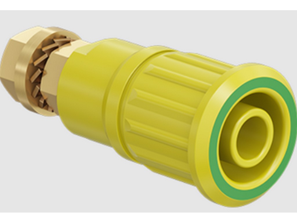 Socket SEB4-GK gold plated YELLOW/GREEN CATIII 1000V/CATIV 600V 32A