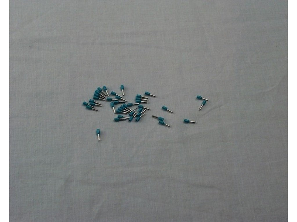 Terminal tube insulated turquoise 0.34mm-L8mm; bag w/500pcs.