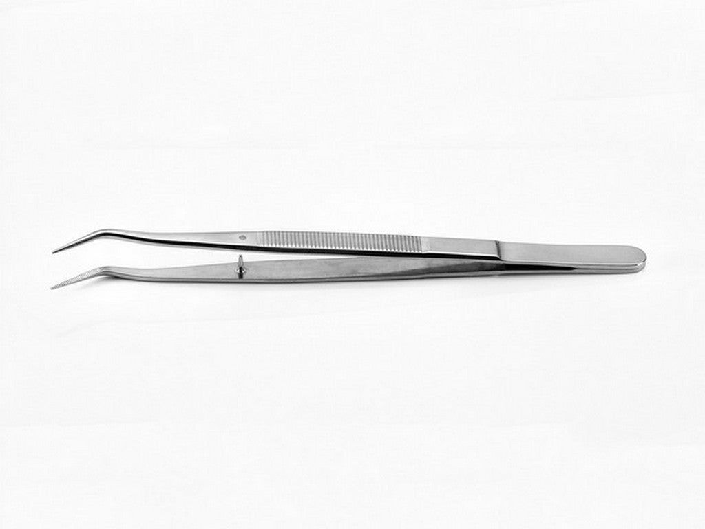 Tweezers round tip 150mm knurled handle
