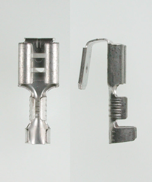 Flatkontaktfordeler 1 hann/1 hunn 6,3x0,8mm; 1,5-2,5 mm fortinnet