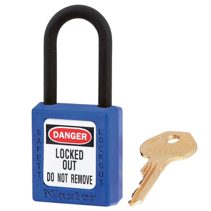 MasterLock Zenex Padlock in COMPOSITE BLUE Keyed different/key containing