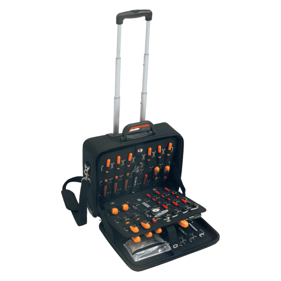 Plano værktøjstrolley med hjul soft - 19" m. elastik holdere u/værktøj