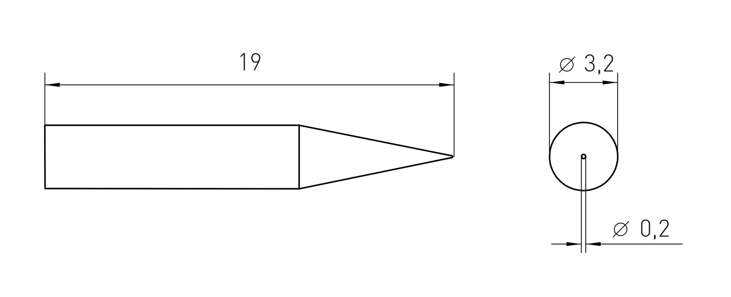 Soldering tip RT 1MS pointed needle ø0.2mm