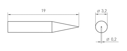 Soldering tip RT 1MS pointed needle ø0.2mm