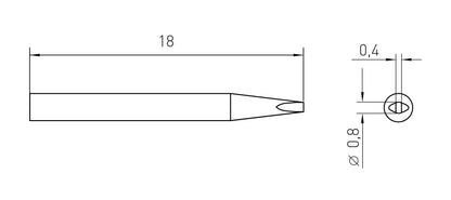 Loddespids RT 9MS spids mejsel 0,8x0,4mm