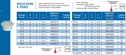 Blind plug polyamide grey PG48