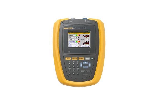 Fluke 830 laser-aksialjusteringsværktøj instrument-computer med digitalt display til præcis akselopretning.