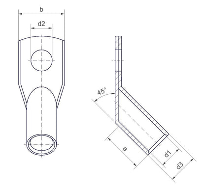 Tube cable lug EURO 6 - 10 mm