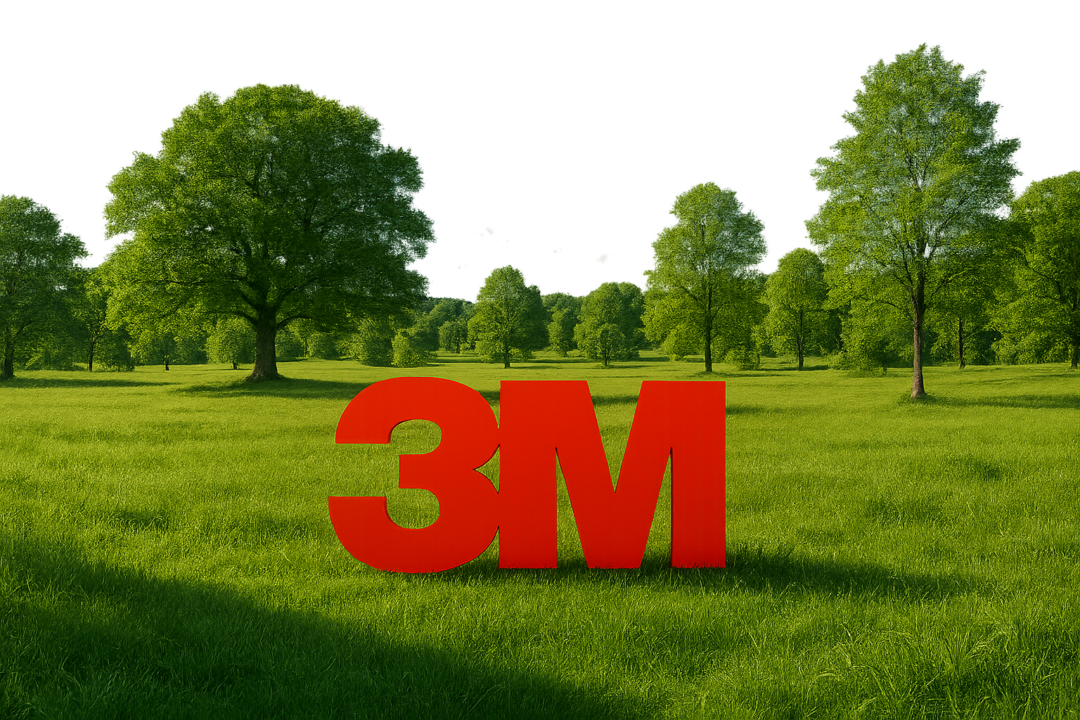 create an image of a field with grass and trees and 3m logo