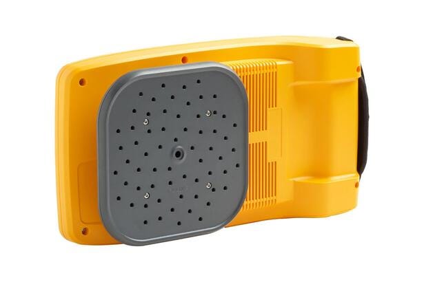 Bagsiden af Fluke ii910 Sonic Industrial Imager med fokus på det akustiske sensor array.