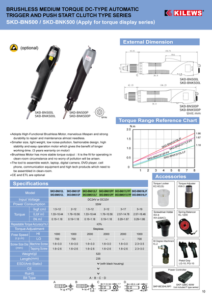 Skrutrekker DC24V ESD 0,29-1,86 Nm - 6 pins ekskl. SKP-32BC-60W-6P