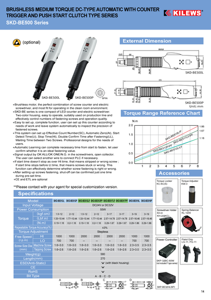 Skrutrekker DC24V ESD 0,20-1,18 Nm - 6 pins ekskl. SKP-32BC-60W-6P